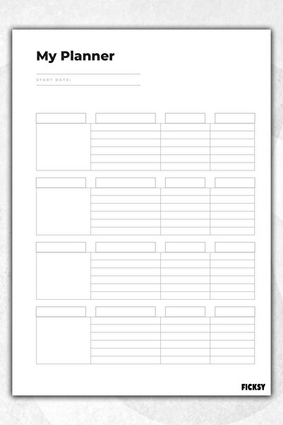 Ficksy Timeless Multi-Purpose Daily Weekly Monthly Planner - A4 Size To Do - ...