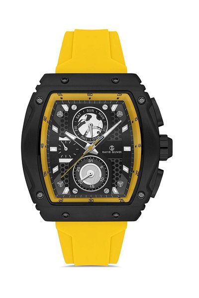 DAVID GUNER Men's Wristwatch Dg-8487Gd-Zr2 with Black Dial in Black Coated