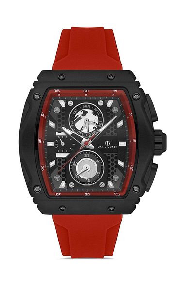 DAVID GUNER Men's Wristwatch Dg-8487Gd-Zp2 with Black Dial in Black Coated