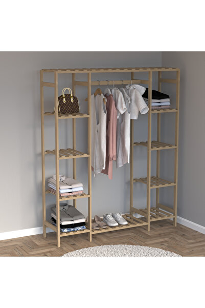 Y&D HOME Ahşap Masif Açık Gardırop/Dolap, 150x40x180