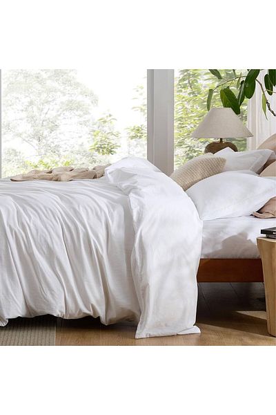 VODDİ Double Plain White Duvet Cover |   Tight Woven for Hotels |   63 Wire 200X220 cm