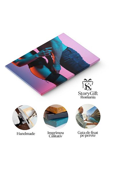 StoryGift Romania Tablou Canvas Atingeri Seductive Barbat Sexy In Blugi, Atinsand Cu Pasiune Soldurile Seductoare