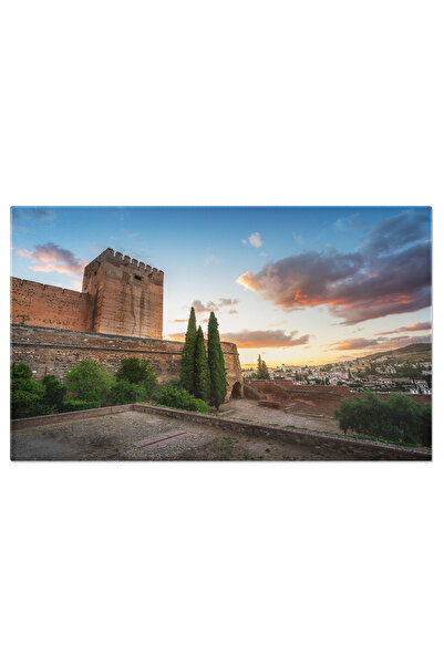 StoryGift Romania Tablou Canvas 120 x 80CM Alcazaba la Apus cu Torre del Home...