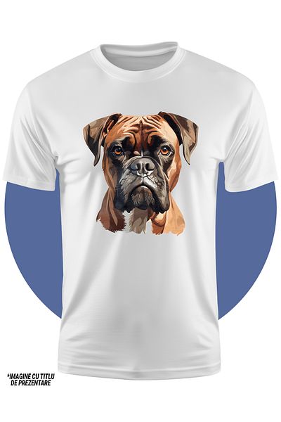 StoryGift Romania Tricou Copii Cu Un Caine Boxer Serios, Ilustratie, Pentru Iubitorii De Caini, Maro 100% B