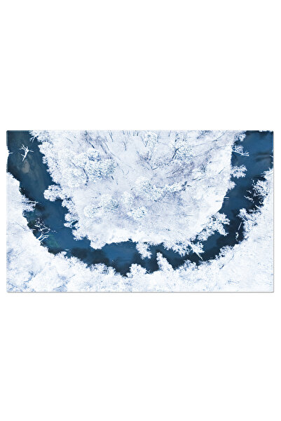 StoryGift Romania Tablou Canvas Padurea Inzapezita Cu Raul Din Polonia, Peisaj Iarnatic De Ofranda, Frumusete Nat