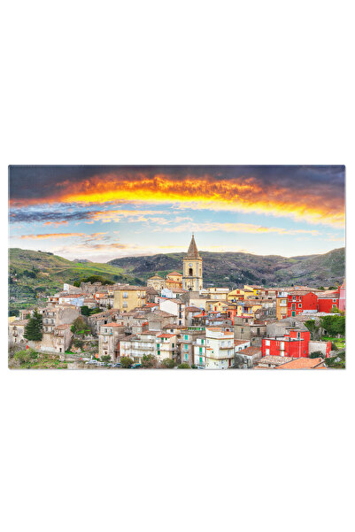 StoryGift Romania Tablou Canvas Panorama Clopotnitei Si A Satului, Sky, Calat...