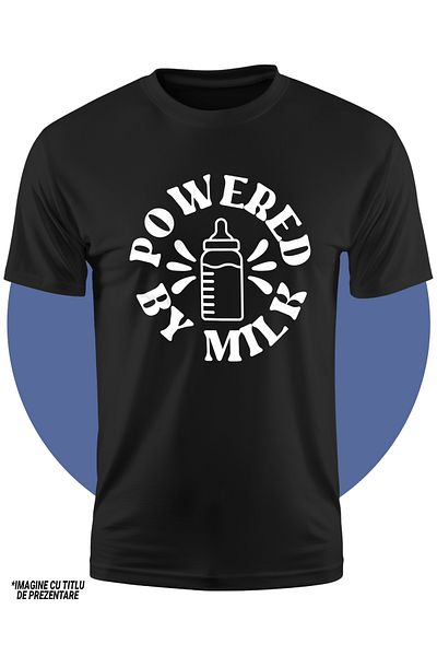 StoryGift Romania Tricou Copii Cu Textul In Engleza "powered By Milk" - Alimentat Cu Lapte Biberon Bebe,stg