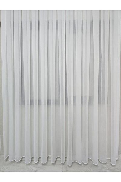 BBB Striped Transparent Glitter Stylish Tulle Curtain Ecru 1 E 2.5 Pleated Et4020Simli