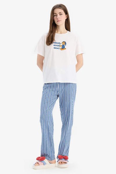 DeFacto Set de pijamale - Albastru - Modelat