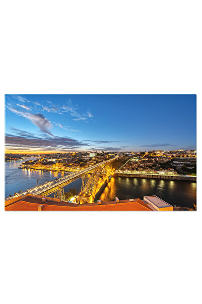 StoryGift Romania Tablou Canvas Vedere A Portului Porto Dupa Apus, Peisaj Urb...