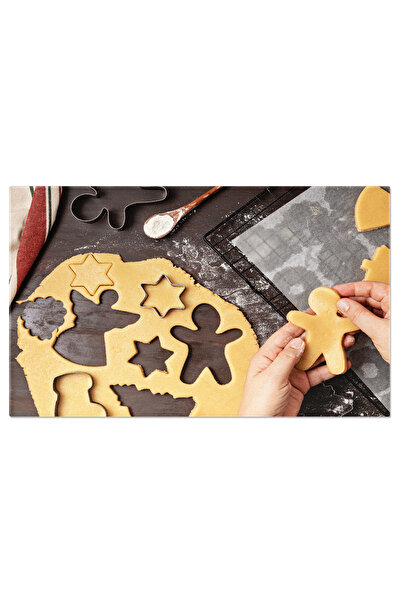 StoryGift Romania Canvas Print - Christmas Kitchen: Man, Cookies, Flour, Ging...