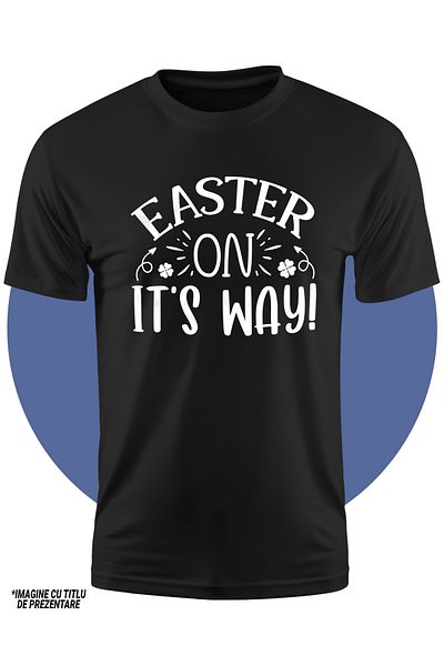 StoryGift Romania Tricou Copii cu mesajul in engleza "Easter on it's way" - Pastele e pe drum 100% Bumbac, U