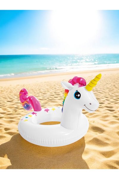 BYCEGU 25870 Animal Figured Inflatable Sea Pool Ring with Colorful Animal Figures 3-6 Years Old Product Is One Piece