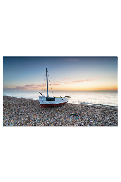 StoryGift Romania Tablou Canvas Barca De Pescuit La Rasarit Plaja, Rasarit, Marea Britanie, Vacanta, Ocean 1971