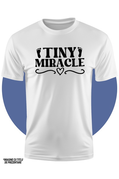StoryGift Romania Children's T-shirt with hearts and footsteps with the text "Tiny miracle" - little miracle baby child