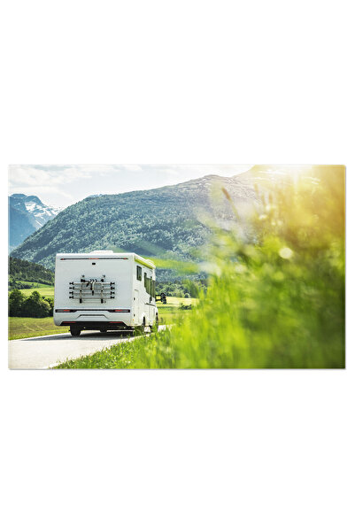 StoryGift Romania Tablou Canvas Libertatea Calatoriei Rulota Alba Pe Drum Intro Zi Insorita De Vara, Simbolizand