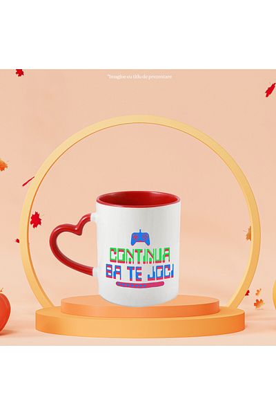 StoryGift Romania Mug with Video Game Style Text Keep Playing PS Controller Digital World, Ceramic, With Heart Handle