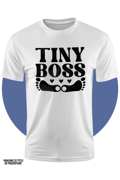 StoryGift Romania Children's T-shirt with the text in English "tiny Boss" - The Little Boss Baby Steps Childhood 100% Bu