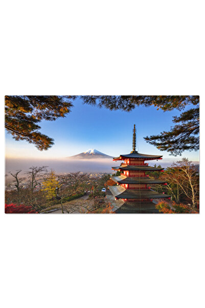 StoryGift Romania Tablou Canvas - Toamna In Fujiyoshida: Fuji, Nature, Red, P...