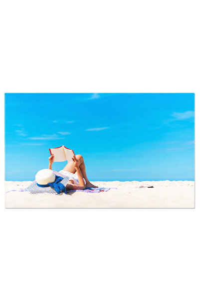 StoryGift Romania Tablou Canvas - Femeie Cu Palarie Pe Plaja: Relaxare Si Cit...