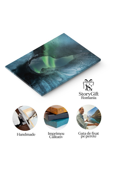 StoryGift Romania Tablou Canvas Cu Peisaj Cosmic - Vestrahorn, Islanda - Magie Si Lumina In Lumina Lunii