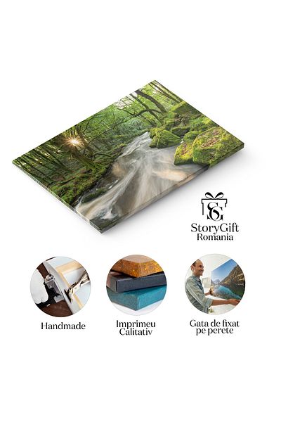 StoryGift Romania Canvas Painting 140 x 90CM Magic Forest, Golitha Valley, Fowey River, Waterfall, Moss, ,STG