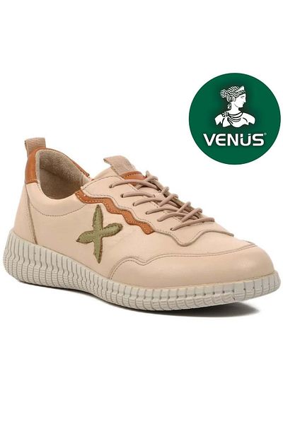 Kocamanlar Ayakkabı Venüs Polen Genuine Leather Orthopedic Women's Casual Shoes Beige