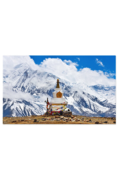 StoryGift Romania Canvas Painting Himalayan Landscape With Buddhist Stupa Himalayas, Nepal, Stupa, Buddhism, Snowy Landscape