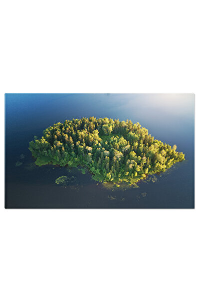 StoryGift Romania Tablou Canvas Insula Pitoreasca In Mijlocul Unui Lac, Natur...