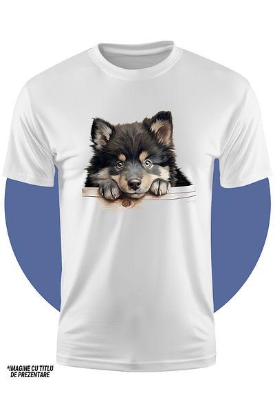 StoryGift Romania Tricou Copii Cu Un Catel Malamut De Alaska, Ilustratie, Pentru Iubitorii De Caini, Cam Dez