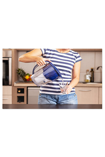 StoryGift Romania Tablou Canvas Hidratarea Zilnica Femeie Turnand Apa Filtrata Intrun Pahar, O Practica Sanatoasa