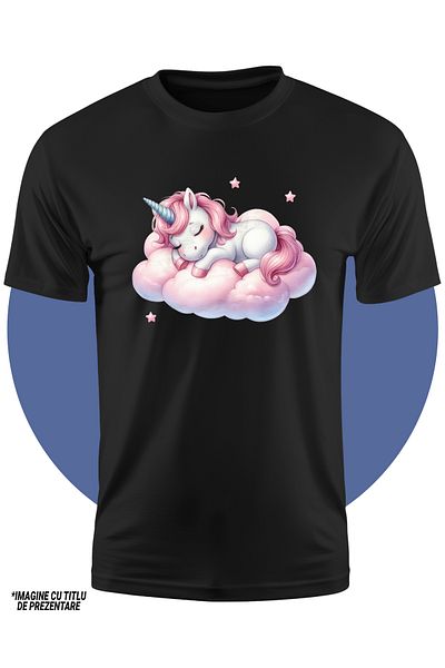 StoryGift Romania Tricou Copii Cu Un Unicorn Care Doarme, Ilustratie, Stelute, Norisor, Lene, Somn 100% Bum