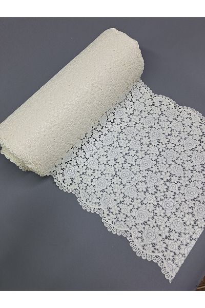 Başak Ev Tekstili Raft din dantela din PVC si capac dulap Runner Crema 35 Cm Latime