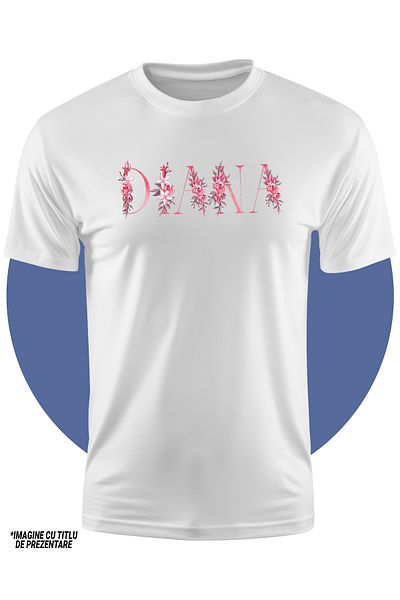 StoryGift Romania Tricou Copii Fete Cu Numele Diana, Floral, Colorat, Creativ, Frumos, Unicat 100% Bumbac, U