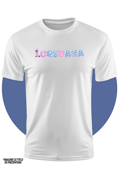 StoryGift Romania Tricou Copii Fete Cu Numele Loredana, Unicorn, Printesa, Fairytale, Dragut 100% Bumbac, Un