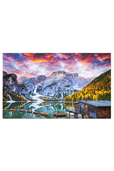 StoryGift Romania Tablou Canvas View Pictoresc Cu Faimosul Lac Braies In Toam...