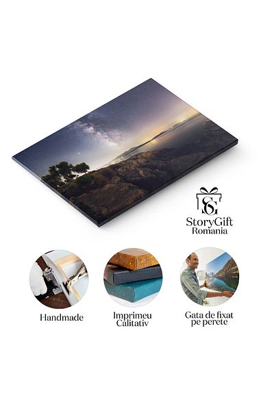 StoryGift Romania Tablou Canvas Panorama Caii Lactee Noapte, Stele, Galaxie, Spatiu, Peisaj 3038