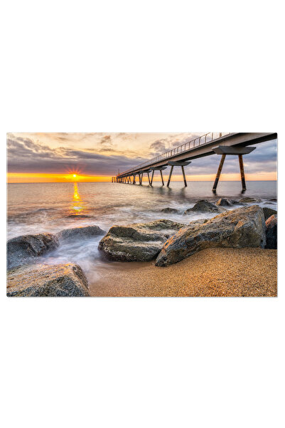 StoryGift Romania Tablou Canvas Pontonul Marii Din Badalona La Rasarit, Peisa...