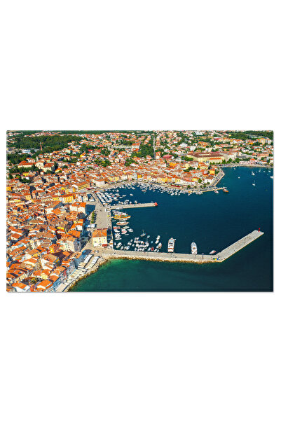 StoryGift Romania Tablou Canvas Orasul Rovinj Cu Acoperisurile Rosii Ale Clad...