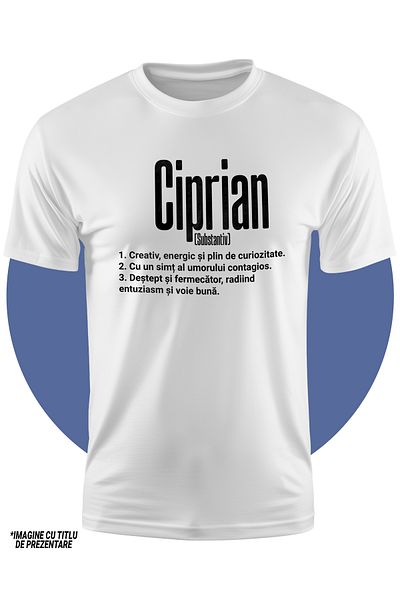 StoryGift Romania Tricou Copii Baieti Cu Numele Ciprian, Cu Mesaj Motivational, Creativ, Energic, Curios, De