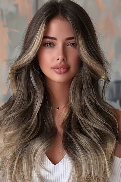 CAŞ DEKORASYON Isıya Dayanıklı Yarımay Çıt Çıt Saç Kahve Sarı Ombre / Dalgalı...