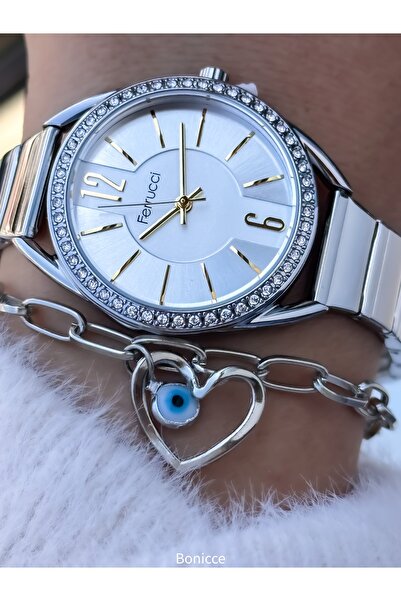 Ferrucci Brand Steel Cord, Silver Color, Women's Wristwatch Bracelet