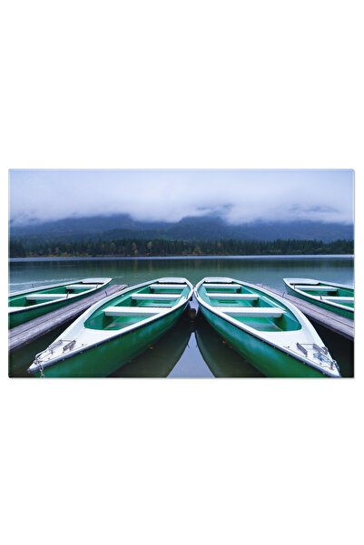 StoryGift Romania Tablou Canvas Barca La Mal In Timpul Rasaritului Peisaj Oce...