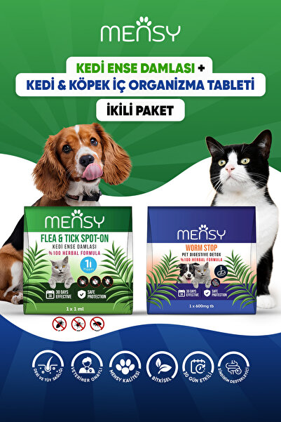 Mensy Kedi damla ve tablet (1 dış damla, 1 iç tablet)
