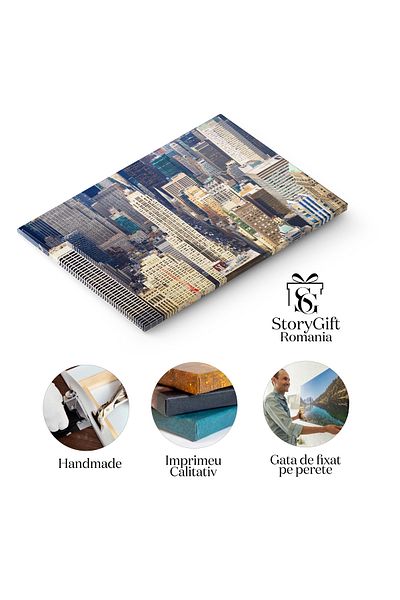StoryGift Romania Tablou Canvas: Panorama Aeriala A New York-ului - Skyline Si Cladiri Icônice