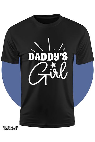 StoryGift Romania Tricou Copii cu o steluta si textul "Daddy's girl" - fata tatei 100% Bumbac, Unisex, Negru