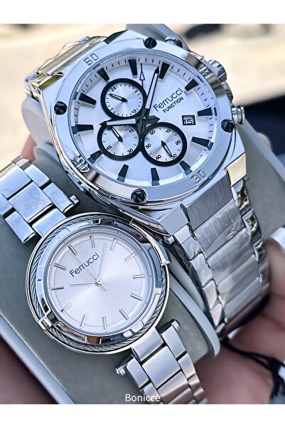 Ferrucci Brand Silver Color Steel Cord, Dear Couple Wristwatches Rosary Bracelet