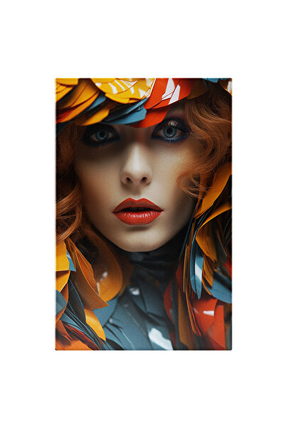 StoryGift Romania Tablou Canvas: Portret Extravagant Cu Femeie Roscata Moda C...