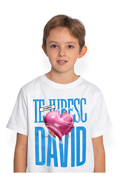 StoryGift Romania Tricou Copii Baieti Te Iubesc David, Dragoste, Inima, Iubir...