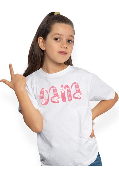 StoryGift Romania Children's T-shirt for Girls with the Name Oana, Flowers, Colorful, Pink, Cute 100% Cotton, Unisex, White, 12